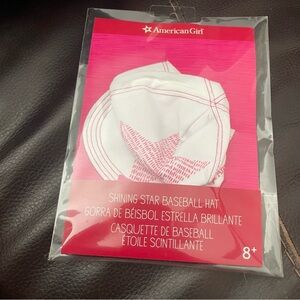 American Girl White and Pink Star Hat